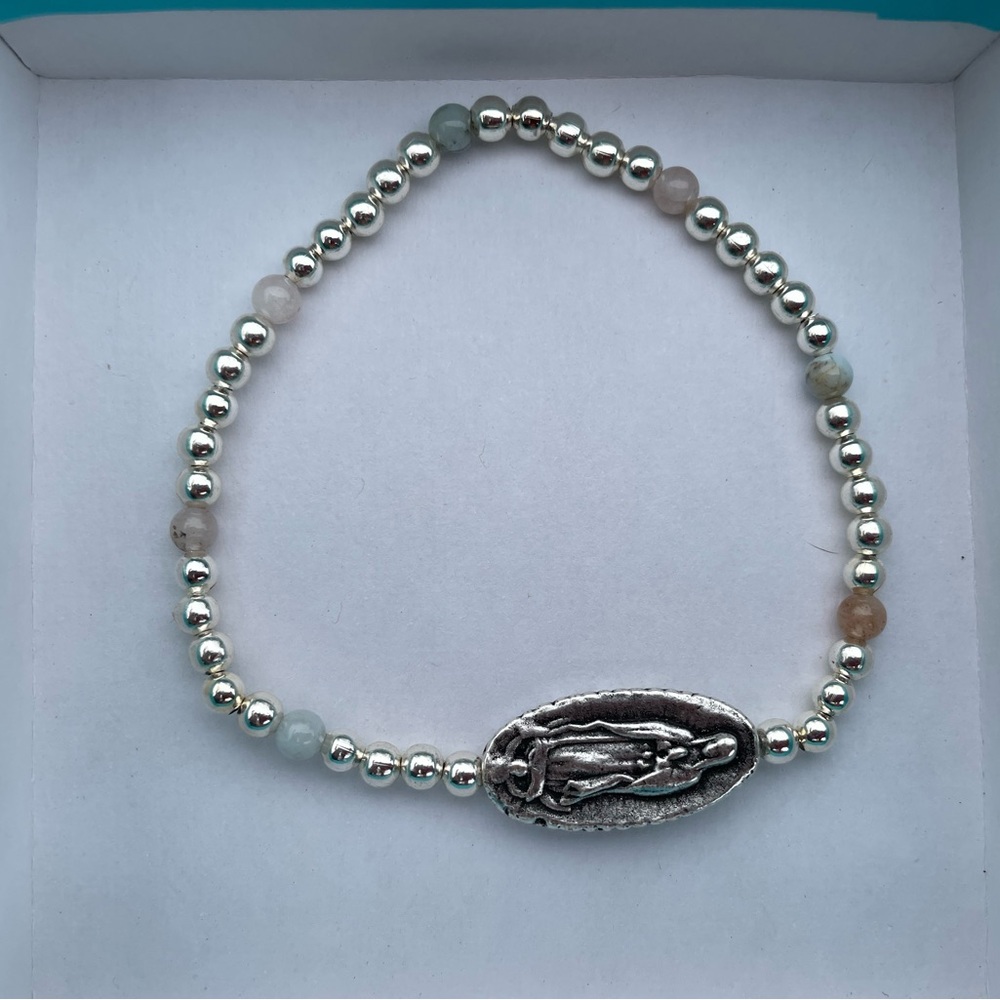 Luca + Danni Our Lady of Guadalupe Silver Plated Stretch Bracelet Size Petite